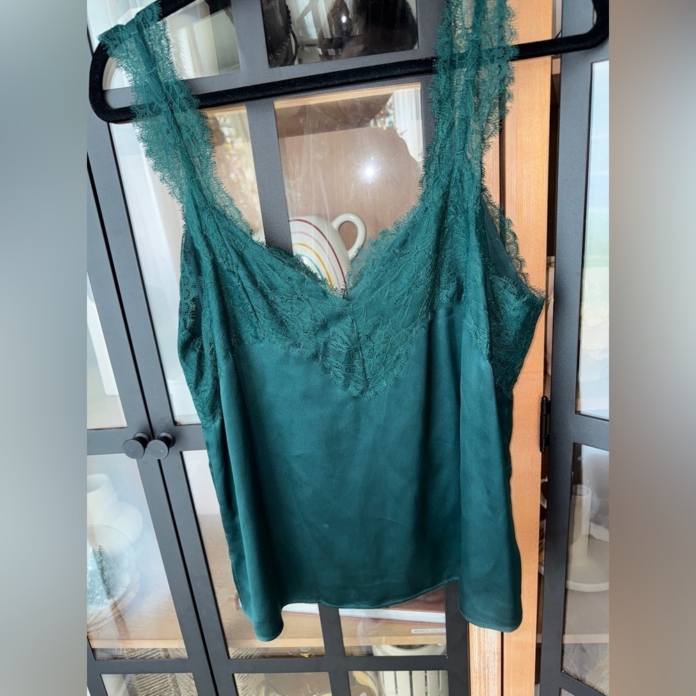 CAMI NYC Silk lace tank top joggers pants trousers pine emerald elsie set - Picture 9 of 12
